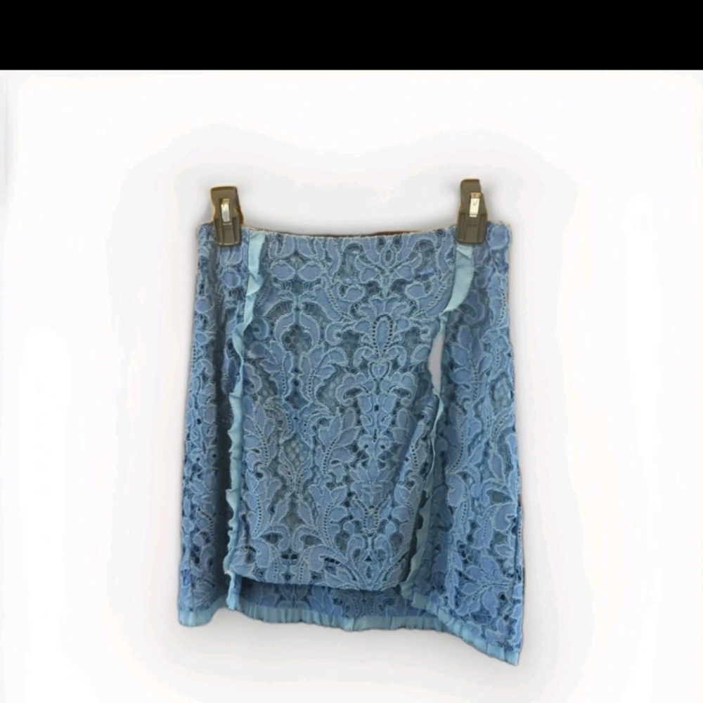Pinko Sky Blue Lace Mini Skirt